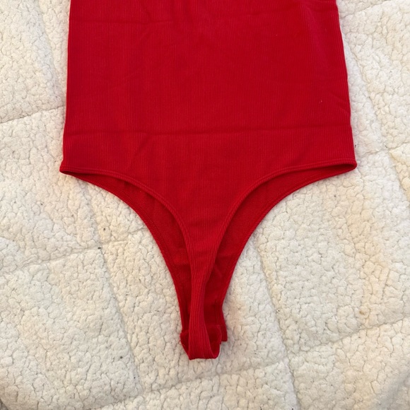 SWS Red Ribbed High-Waist Bodysuit - Picture 7 of 8